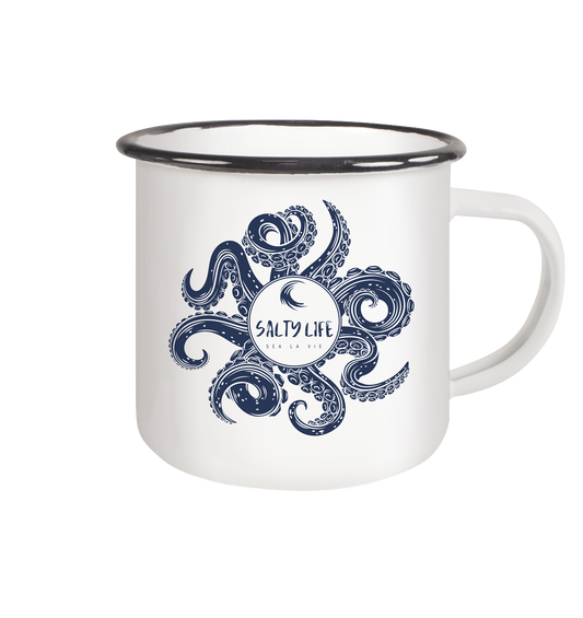 Salty Life "Under the Curse of the Octopus" - Emaille Tasse (Black)