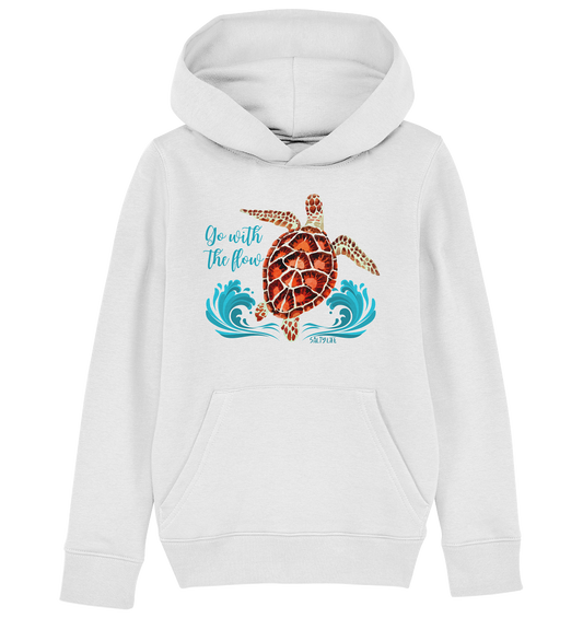 Turtle - Go with the flow  - Kids Organic Hoodie