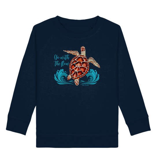 Turtle - Go with the flow  - Kids Organic Sweatshirt