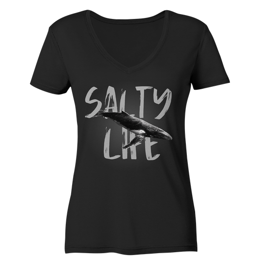 Salty Life "Humpback Whales" - Ladies Organic V-Neck Shirt