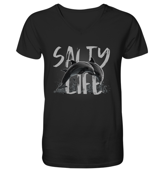 Salty Life "Dolphins"   - Mens Organic V-Neck Shirt
