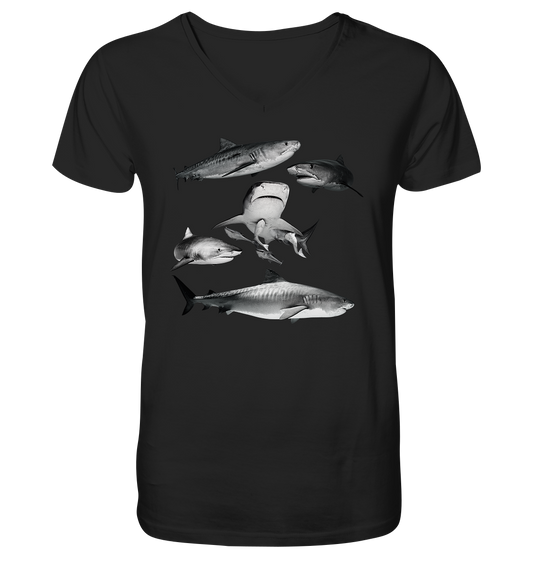 Salty Life Encounter with Tiger Sharks  - Mens Organic V-Neck Shirt