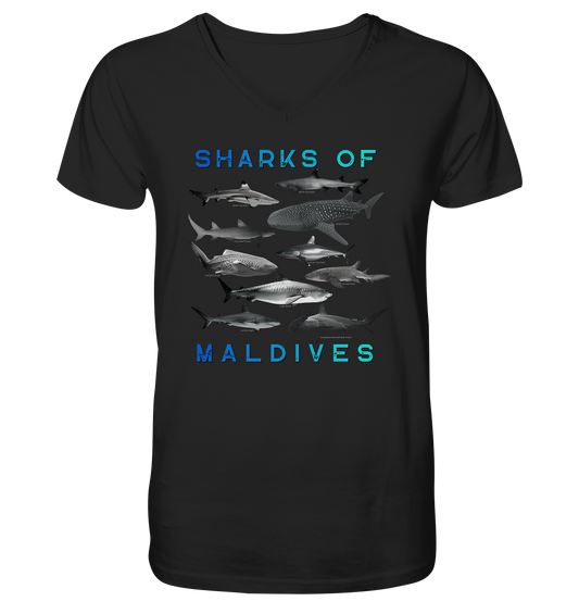 Salty Life "Sharks of Maldives" - Mens Organic V-Neck Shirt