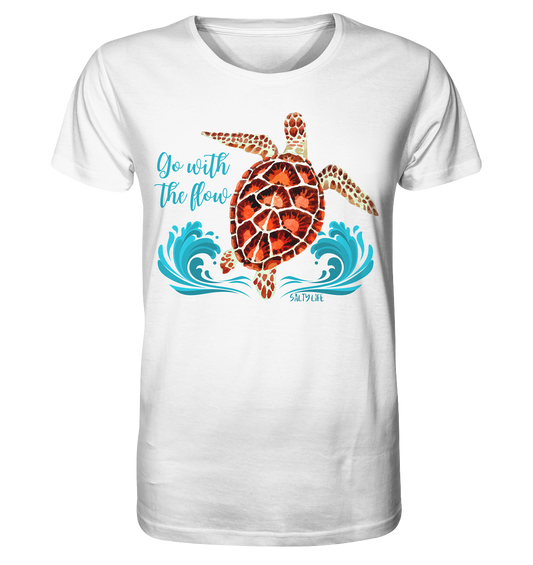 Turtle - Go with the flow  - Mens Organic Shirt